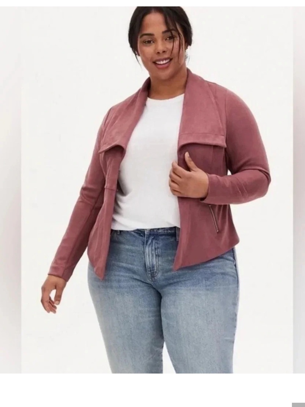 Torrid Rose Brown Faux Suede Peplum Jacket Plus Size 1X